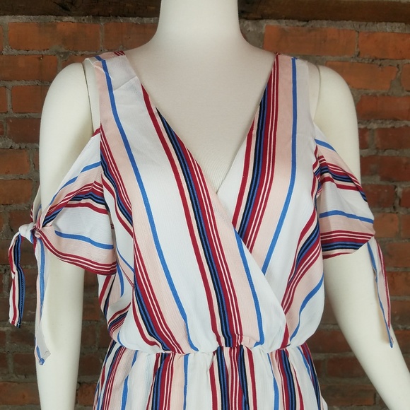 NWT Lucca Women's Romper Sz L Stripes Red/White/Bl - Picture 2 of 8